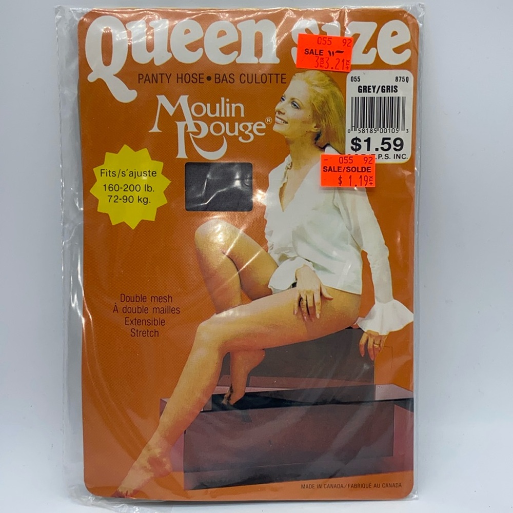 Vintage Moulin Rouge Pantyhose Queen Size Grey 160-200 lbs Canada